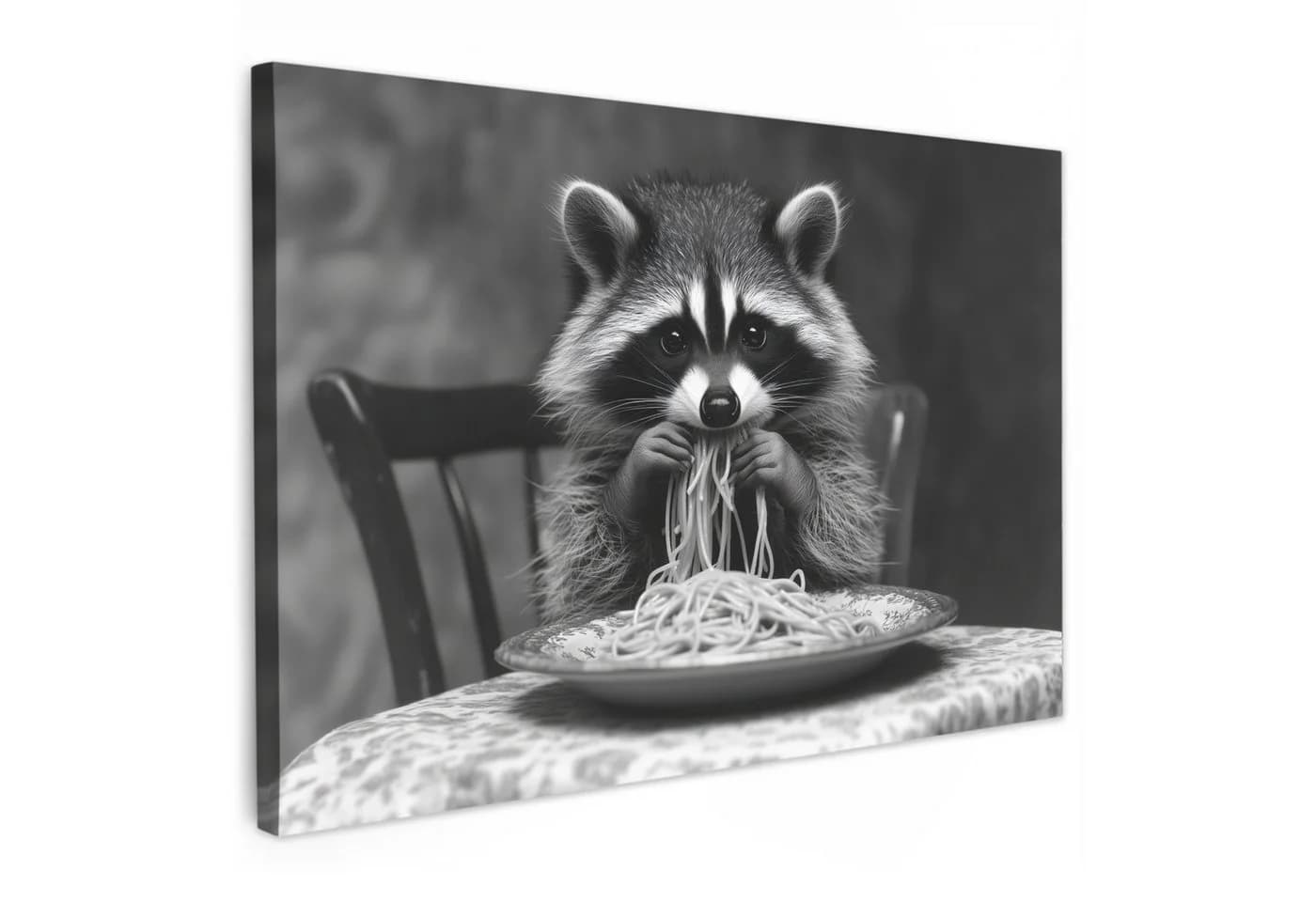 OneMillionCanvasses® Leinwandbild Waschbär Schwarz/Weiß Modern - Bild 2