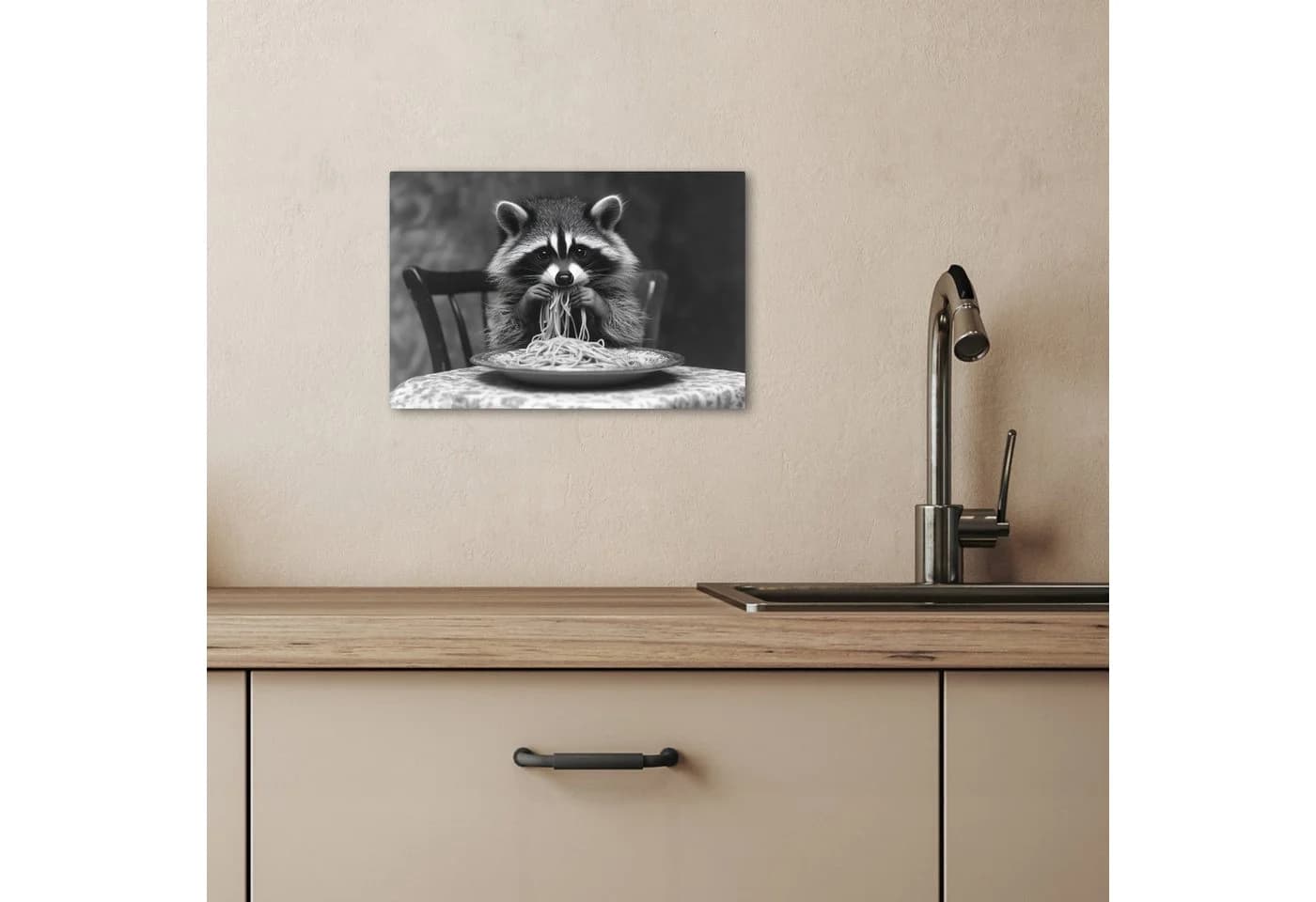 OneMillionCanvasses® Leinwandbild Waschbär Schwarz/Weiß Modern - Bild 3
