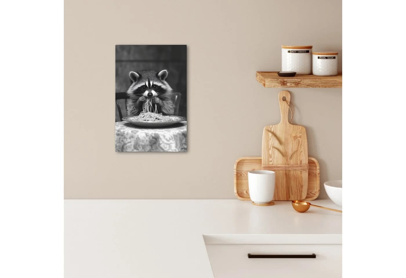 OneMillionCanvasses® Leinwandbild Waschbär Niedlich Fotodruck 20x30 cm - Bild 1