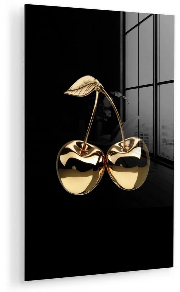 MuchoWow Acrylglasbild Kirsche Schwarz Gold Dekorative Wanddekoration - Bild 2