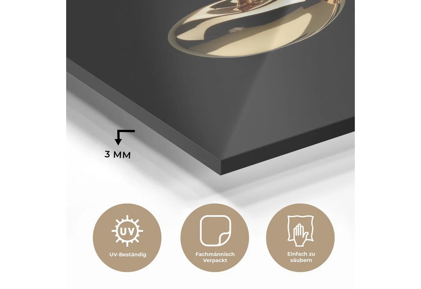 MuchoWow Acrylglasbild Kirsche Schwarz Gold Dekorative Wanddekoration - Bild 3