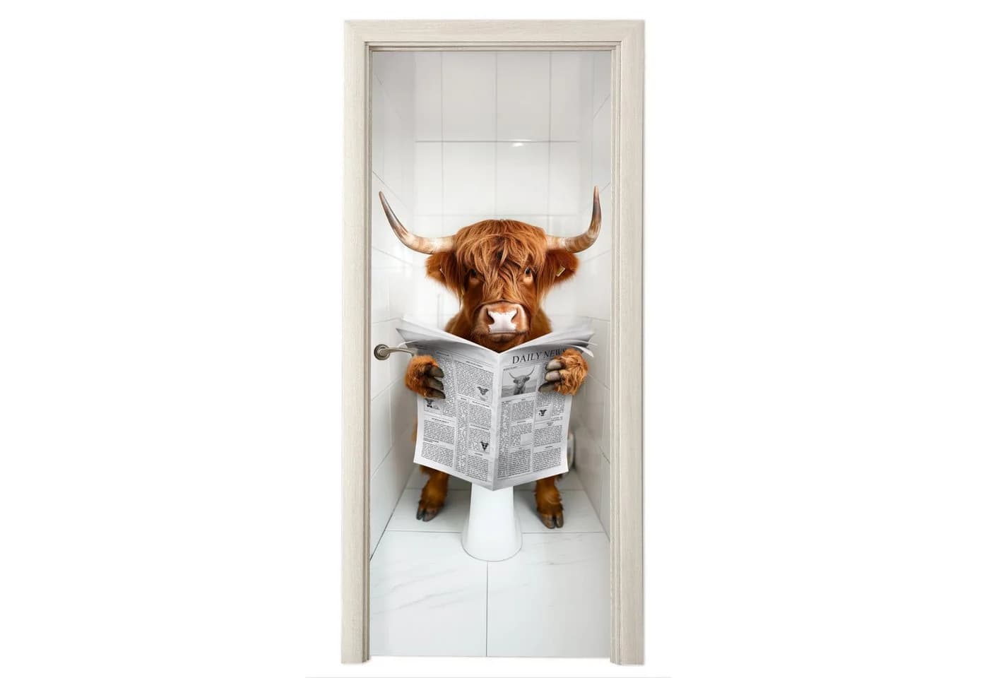 MuchoWow Türtapete Scottish Highlander - Zeitung Selbstklebend - Bild 2