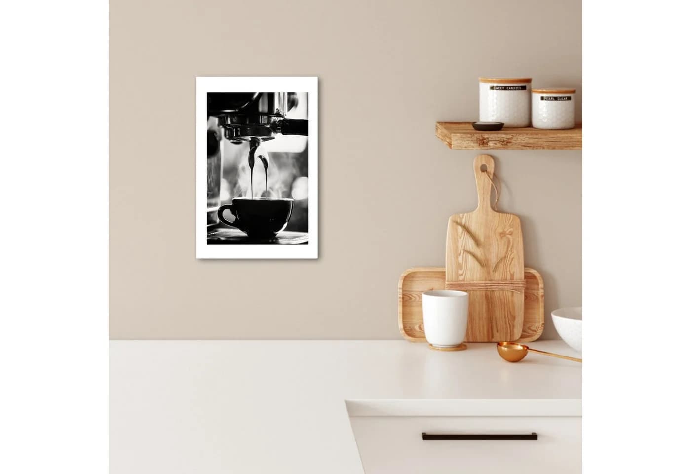 OneMillionCanvasses® Leinwandbild Kaffee Espresso Schwarz/Weiß