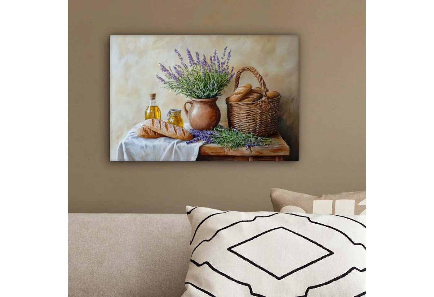 OneMillionCanvasses® Leinwandbild Lavendel - Brot - Stilleben, Fotodruck 30x20 cm - Bild 4