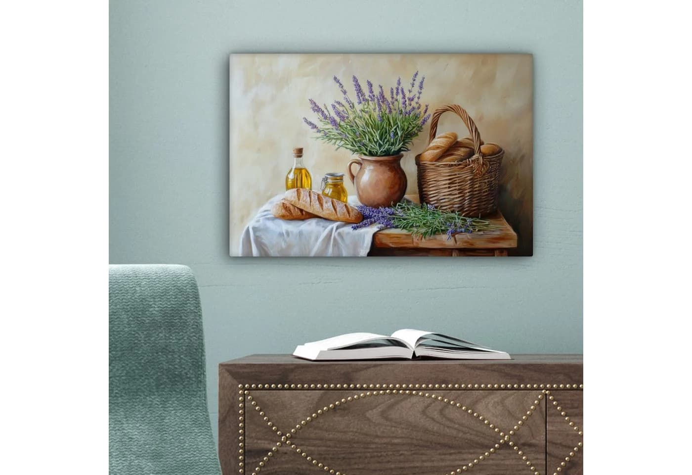 OneMillionCanvasses® Leinwandbild Lavendel - Brot - Stilleben, Fotodruck 30x20 cm - Bild 5