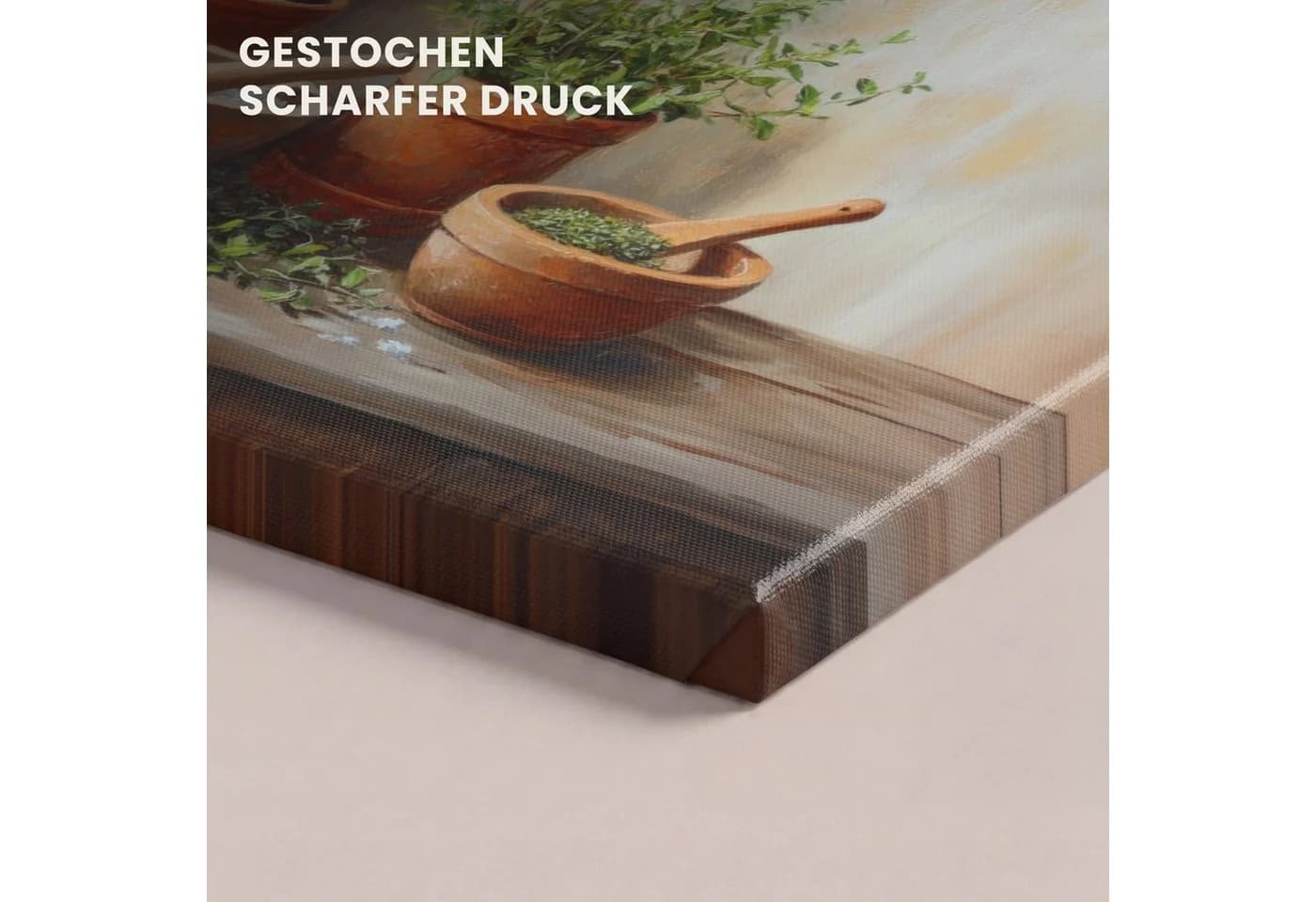 OneMillionCanvasses® Leinwandbild Panorama Töpfe - Kräuter - Holz, Fotodruck - Bild 3