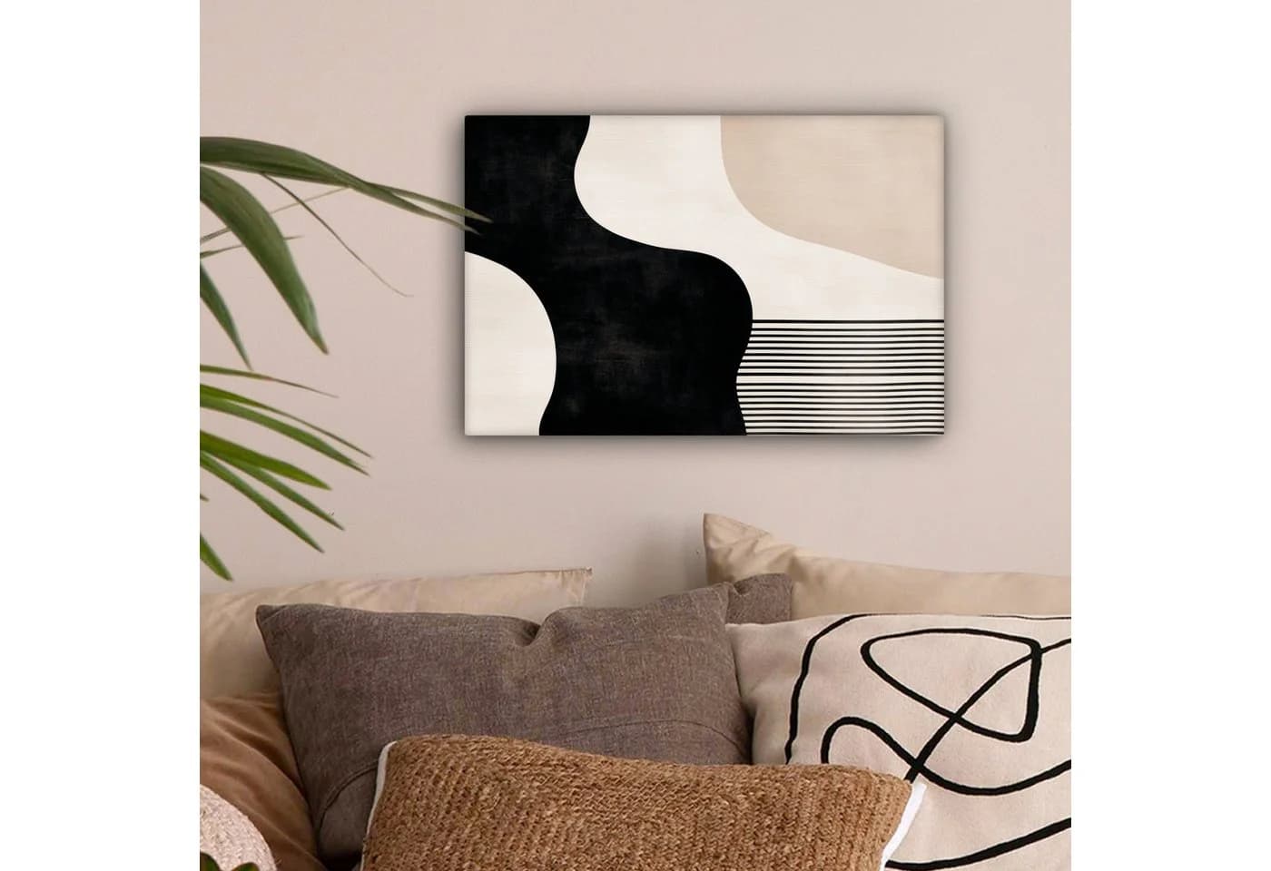 OneMillionCanvasses® Leinwandbild Abstrakt Japandi Beige Modern Fotodruck 30x20 cm