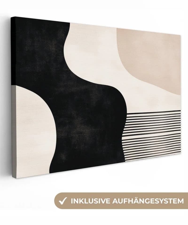 OneMillionCanvasses® Leinwandbild Abstrakt Japandi Beige Modern Fotodruck 30x20 cm - Bild 2