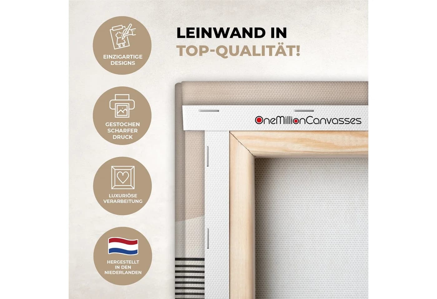 OneMillionCanvasses® Leinwandbild Abstrakt Japandi Beige Modern Fotodruck 30x20 cm - Bild 3
