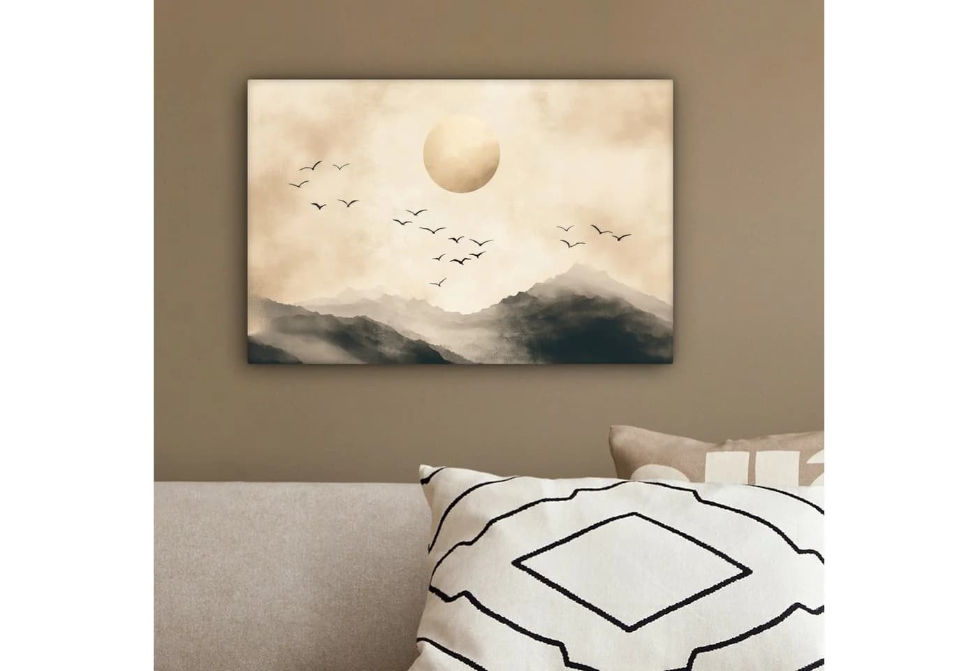 OneMillionCanvasses® Leinwandbild Landschaft Japandi Vogel Fotodruck 30x20 cm - Bild 4
