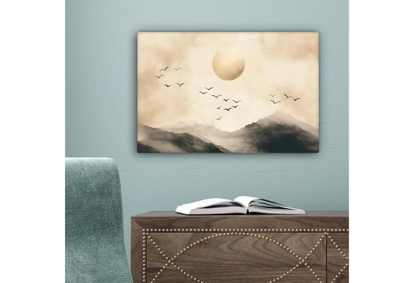 OneMillionCanvasses® Leinwandbild Landschaft Japandi Vogel Fotodruck 30x20 cm - Bild 5
