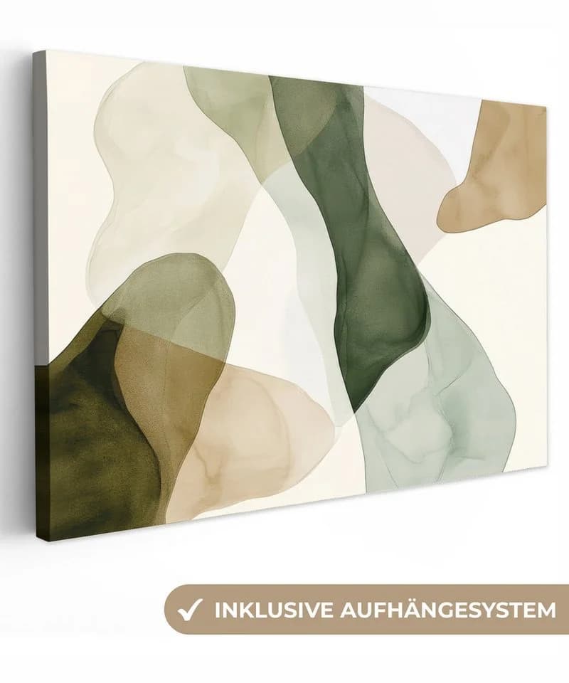 OneMillionCanvasses® Leinwandbild Japandi Abstrakt Grün Beige - Bild 2