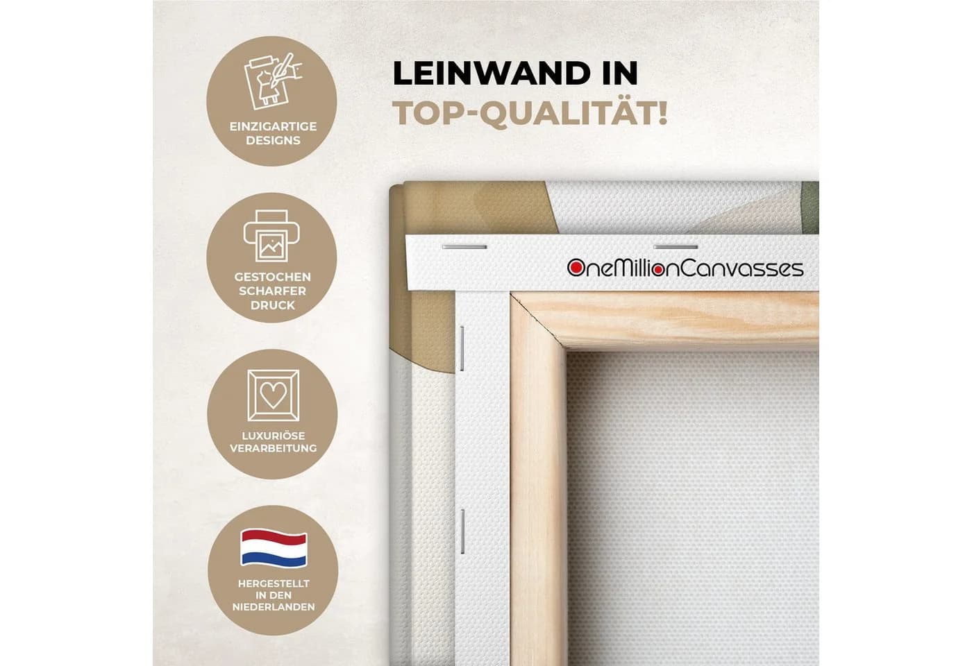 OneMillionCanvasses® Leinwandbild Japandi Abstrakt Grün Beige - Bild 3