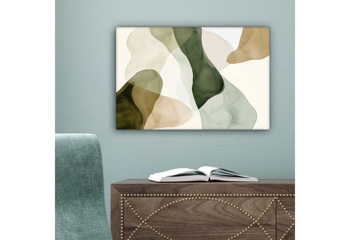 OneMillionCanvasses® Leinwandbild Japandi Abstrakt Grün Beige - Bild 5