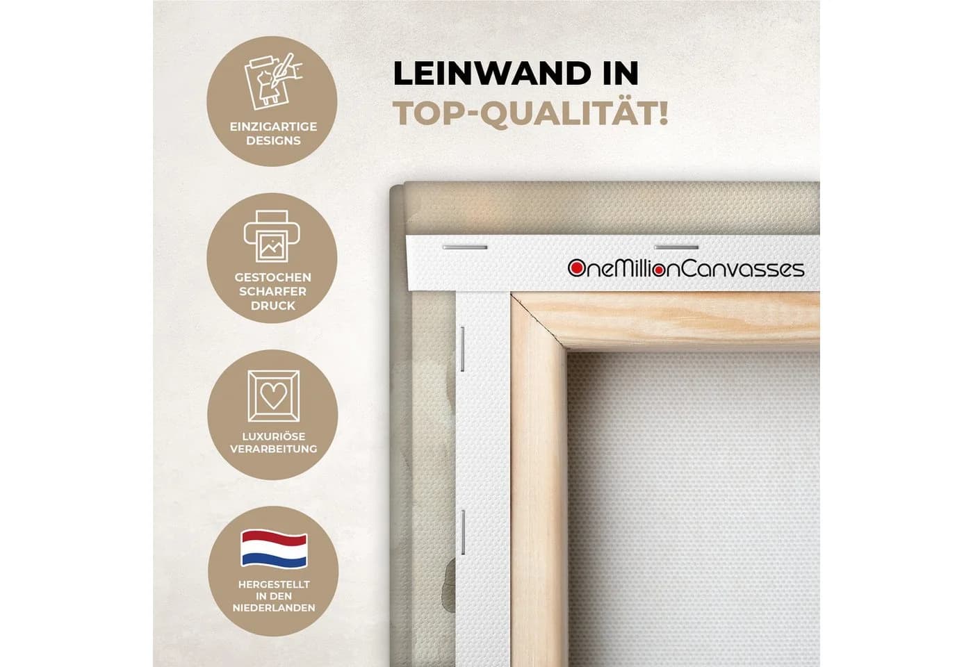 OneMillionCanvasses® Leinwandbild Blumen Japandi Beige/Weiß - Bild 3