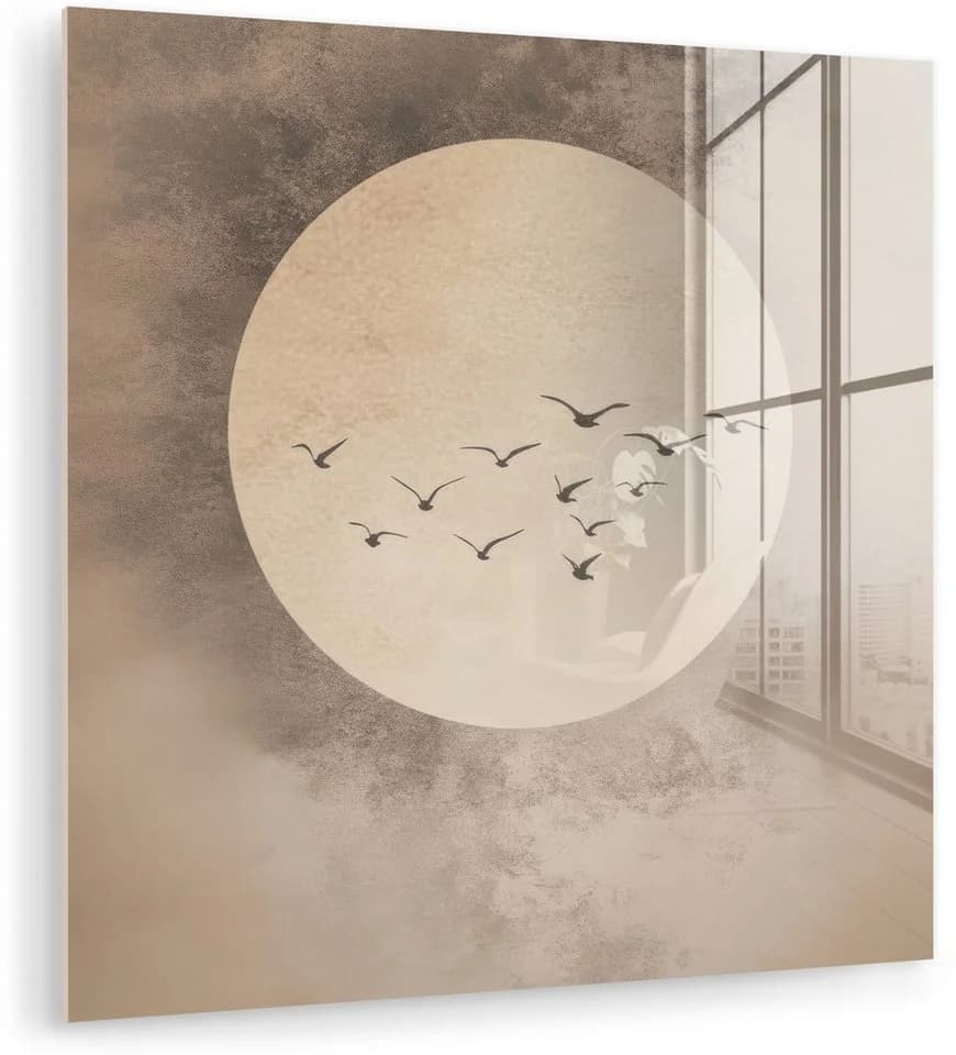 MuchoWow Acrylglasbild Vogel Japandi Beige - Bild 2