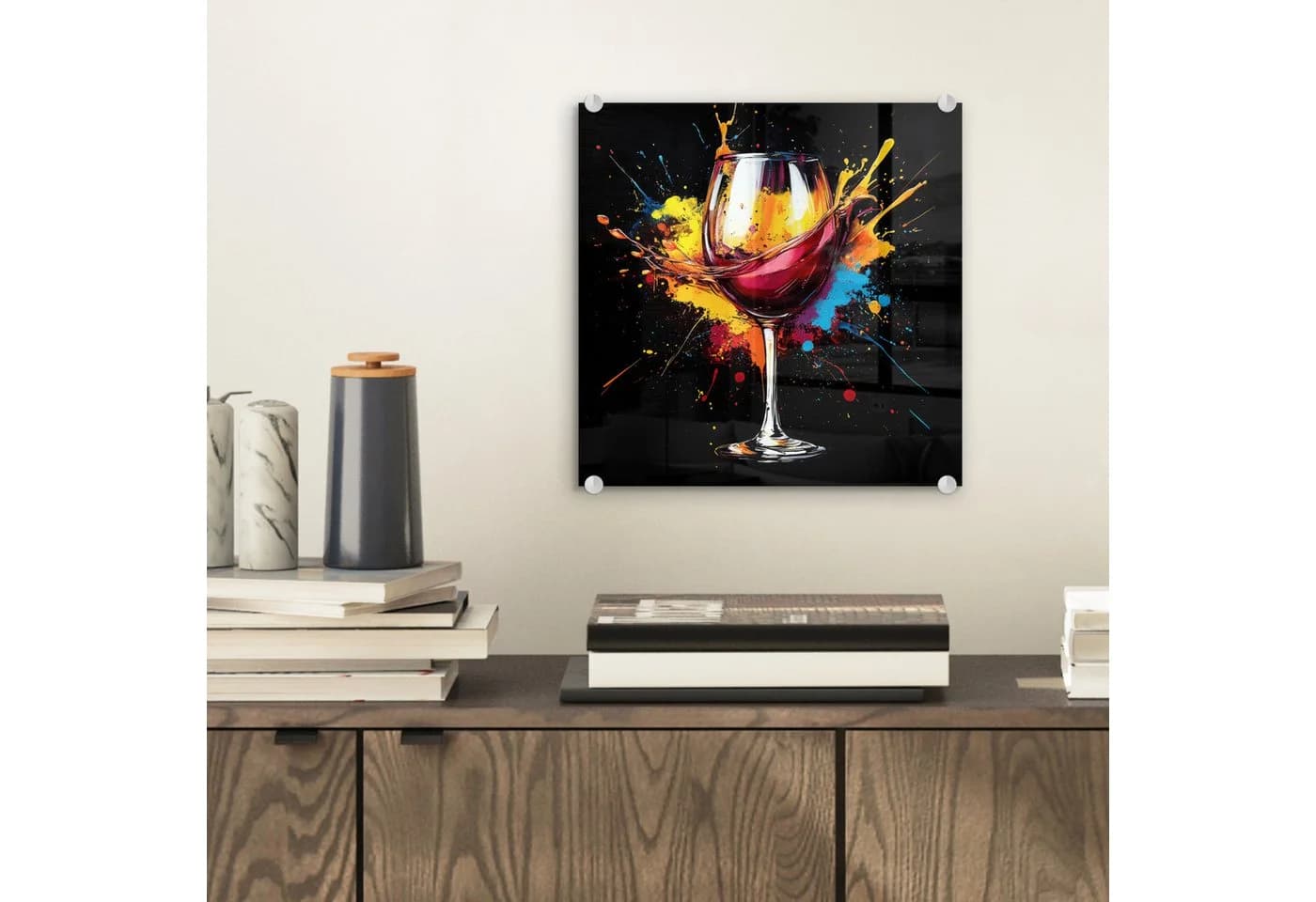 MuchoWow Acrylglasbild Wein Graffiti Rot Inkl. Aufhängung