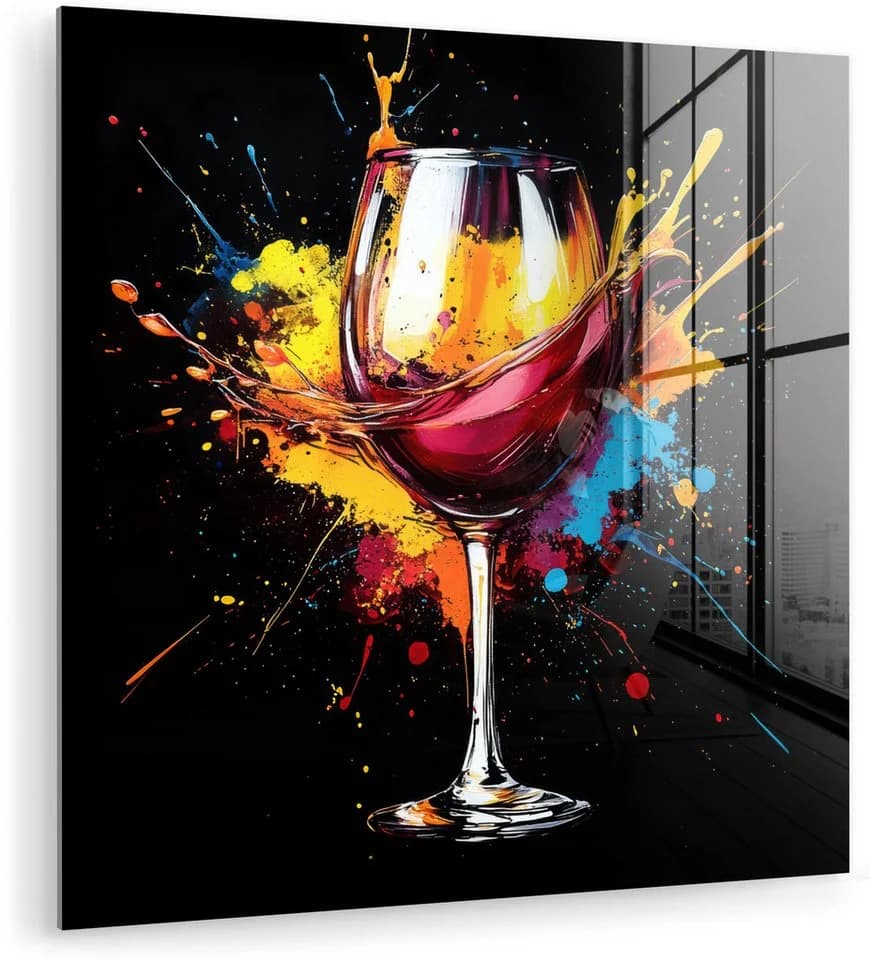 MuchoWow Acrylglasbild Wein Graffiti Rot Inkl. Aufhängung - Bild 2