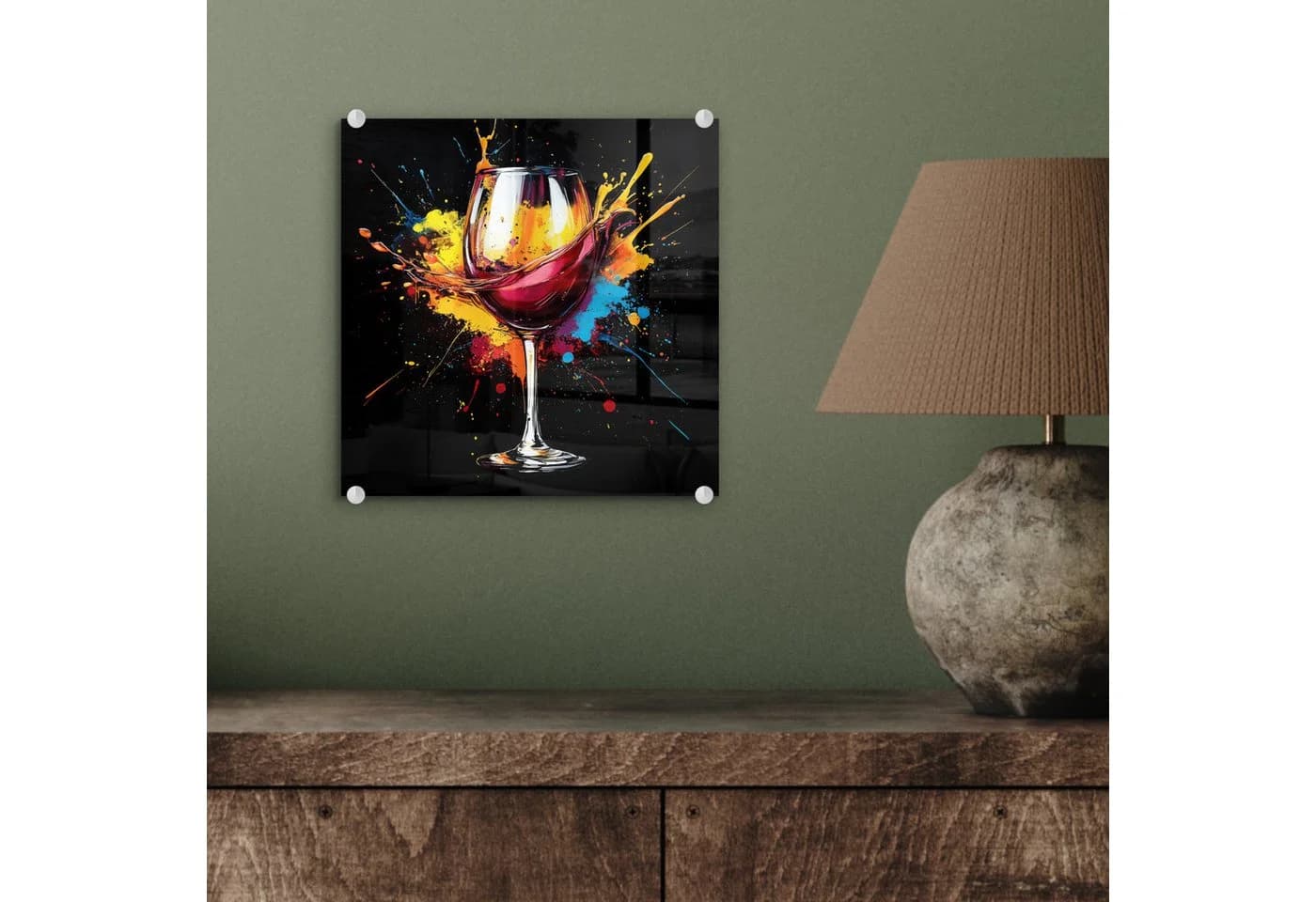 MuchoWow Acrylglasbild Wein Graffiti Rot Inkl. Aufhängung - Bild 4