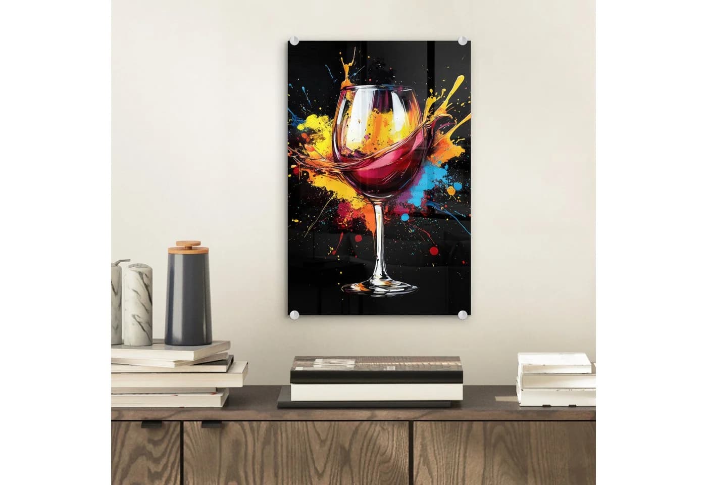 MuchoWow Acrylglasbild Wein Graffiti Rot 20x30 cm