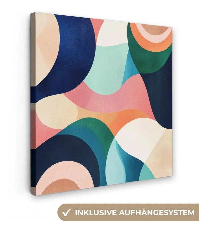 OneMillionCanvasses® Leinwandbild Abstrakt Blau Rosa Modernes Wandbild - Bild 2