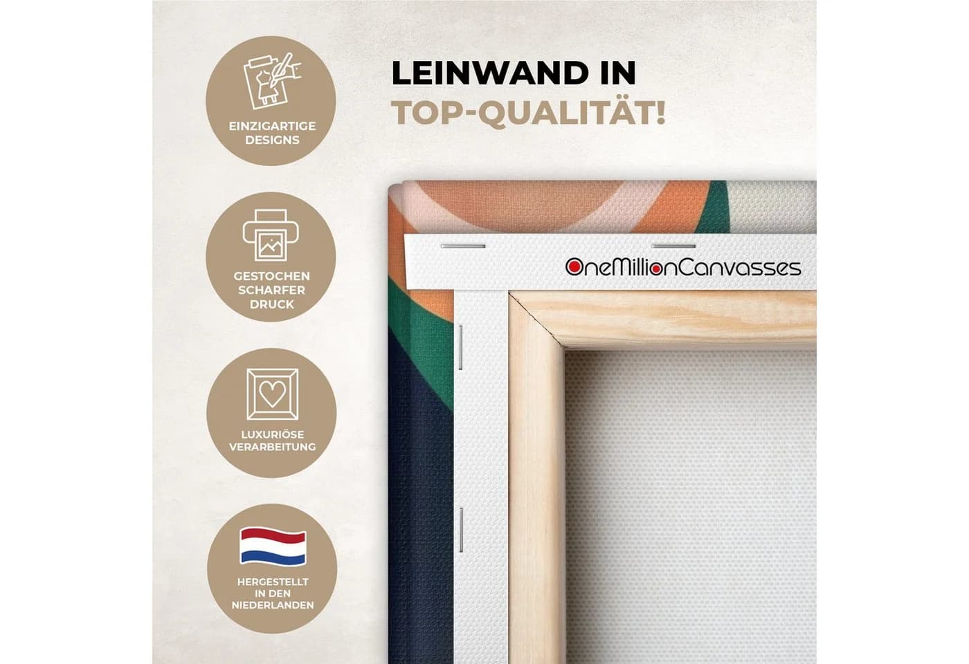 OneMillionCanvasses® Leinwandbild Abstrakt Blau Rosa Modernes Wandbild - Bild 3