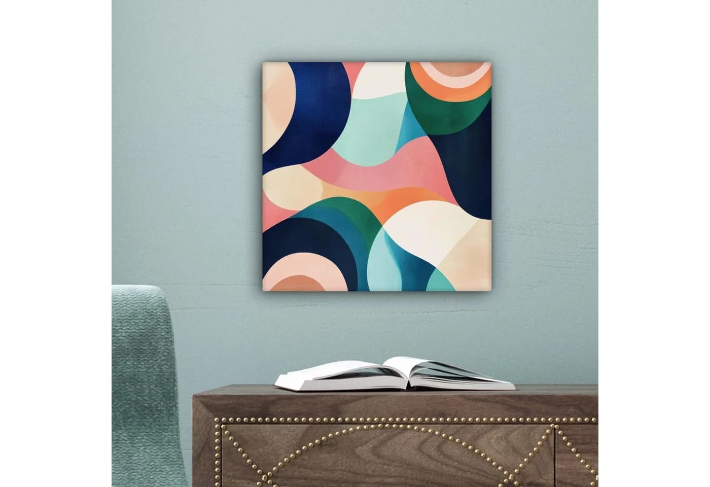OneMillionCanvasses® Leinwandbild Abstrakt Blau Rosa Modernes Wandbild - Bild 5