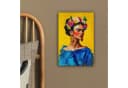 OneMillionCanvasses® Leinwandbild Frida Kahlo Frau Gelb Blau Blumen Bild 4