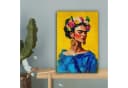 OneMillionCanvasses® Leinwandbild Frida Kahlo Frau Gelb Blau Blumen Bild 5
