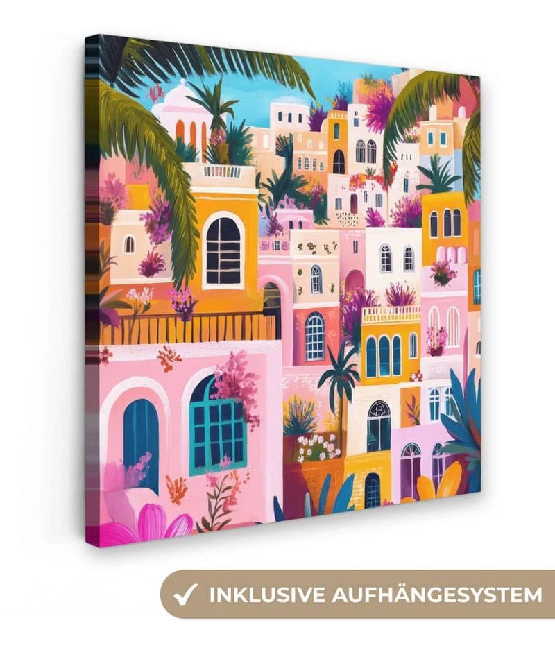OneMillionCanvasses® Leinwandbild Bunt Rosa Orange Gelb Blumen - Bild 2