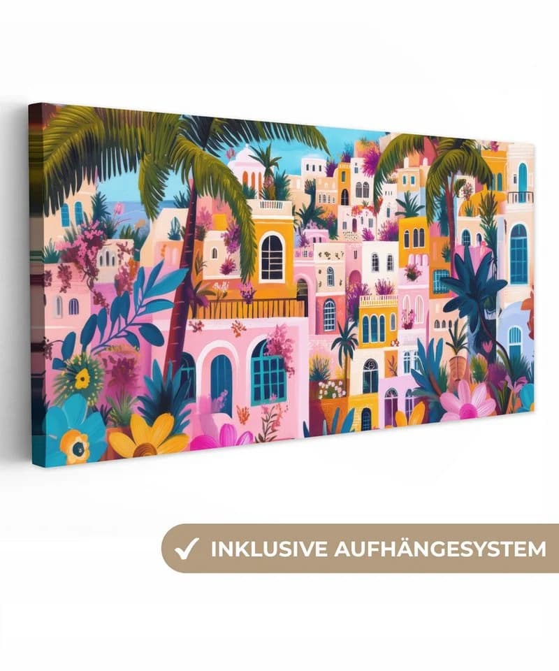 OneMillionCanvasses® Leinwandbild Panorama Bunt Blumen - Bild 2