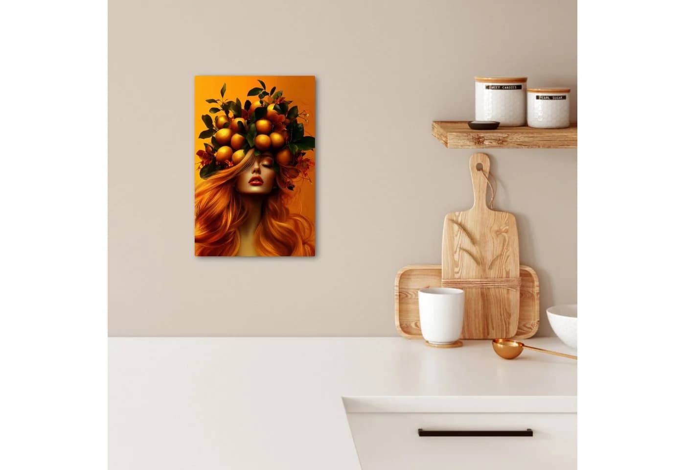 OneMillionCanvasses® Leinwandbild Frau Zitronen Blüte Gelb