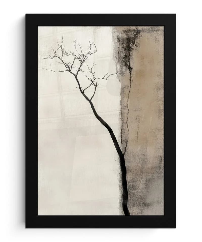 MuchoWow Poster Wabi Sabi Pflanze Beige mit schwarzem Rahmen - Bild 2