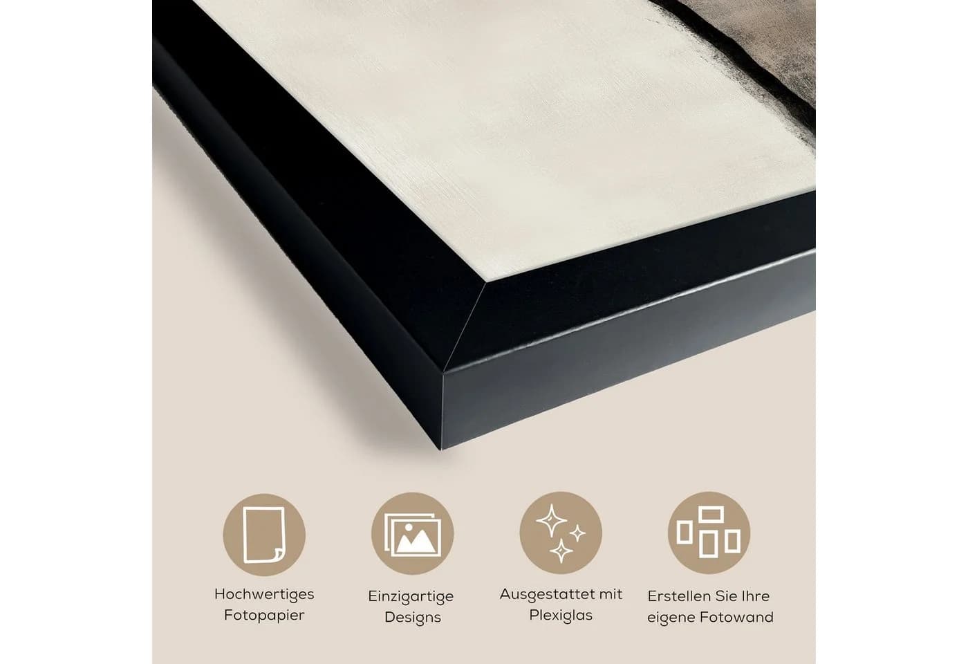 MuchoWow Poster Wabi Sabi Pflanze Beige mit schwarzem Rahmen - Bild 3