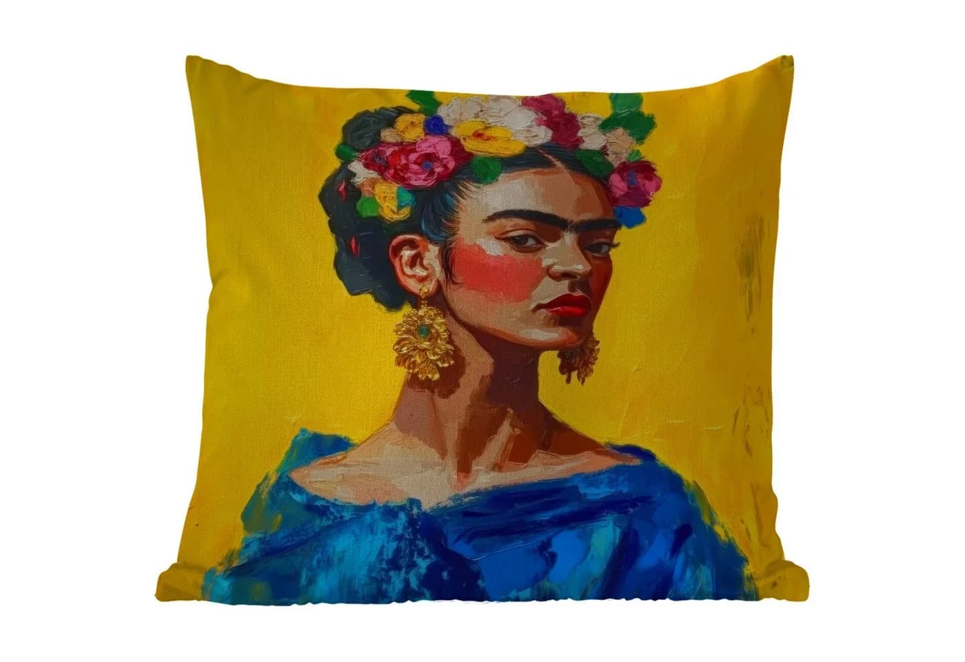 MuchoWow Dekokissen Frida Kahlo Motiv 40x40 cm Gelb Blau - Bild 5