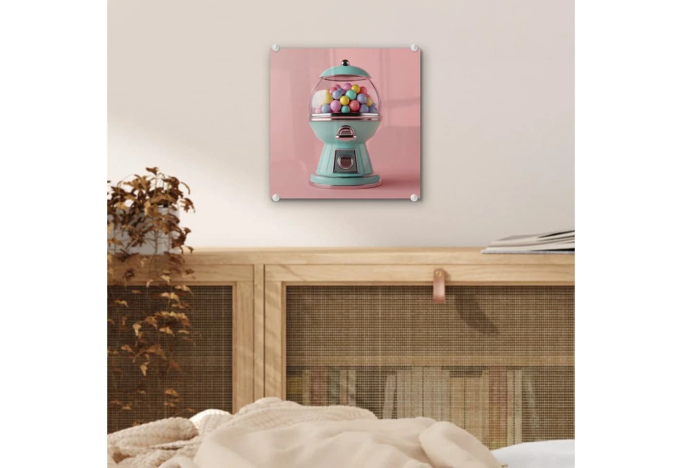 MuchoWow Acrylglasbild Kaugummi Retro Rosa Wanddeko - Bild 5
