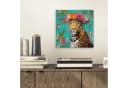 MuchoWow Metallbild Leopard Blumen Krone 20x20 cm Bild 1