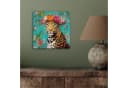 MuchoWow Metallbild Leopard Blumen Krone 20x20 cm Bild 4
