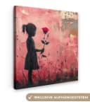 OneMillionCanvasses® Leinwandbild Graffiti Rosa Mädchen Rose 20x20 cm Bild 2