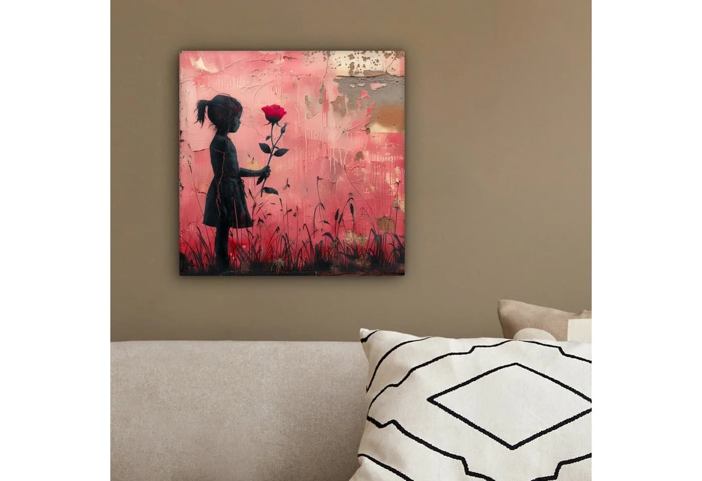 OneMillionCanvasses® Leinwandbild Graffiti Rosa Mädchen Rose 20x20 cm - Bild 4