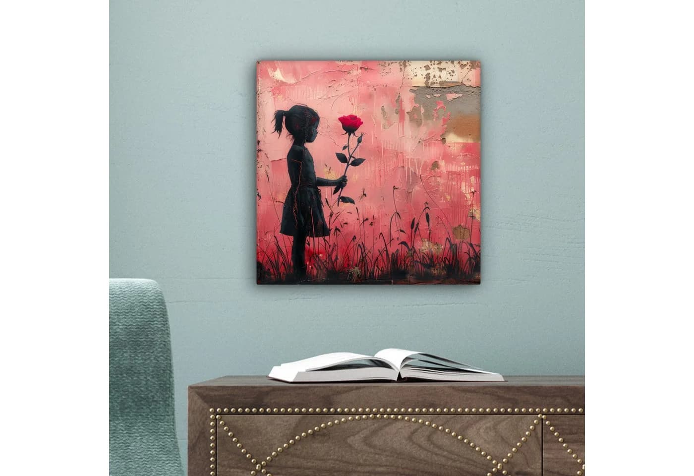 OneMillionCanvasses® Leinwandbild Graffiti Rosa Mädchen Rose 20x20 cm - Bild 5