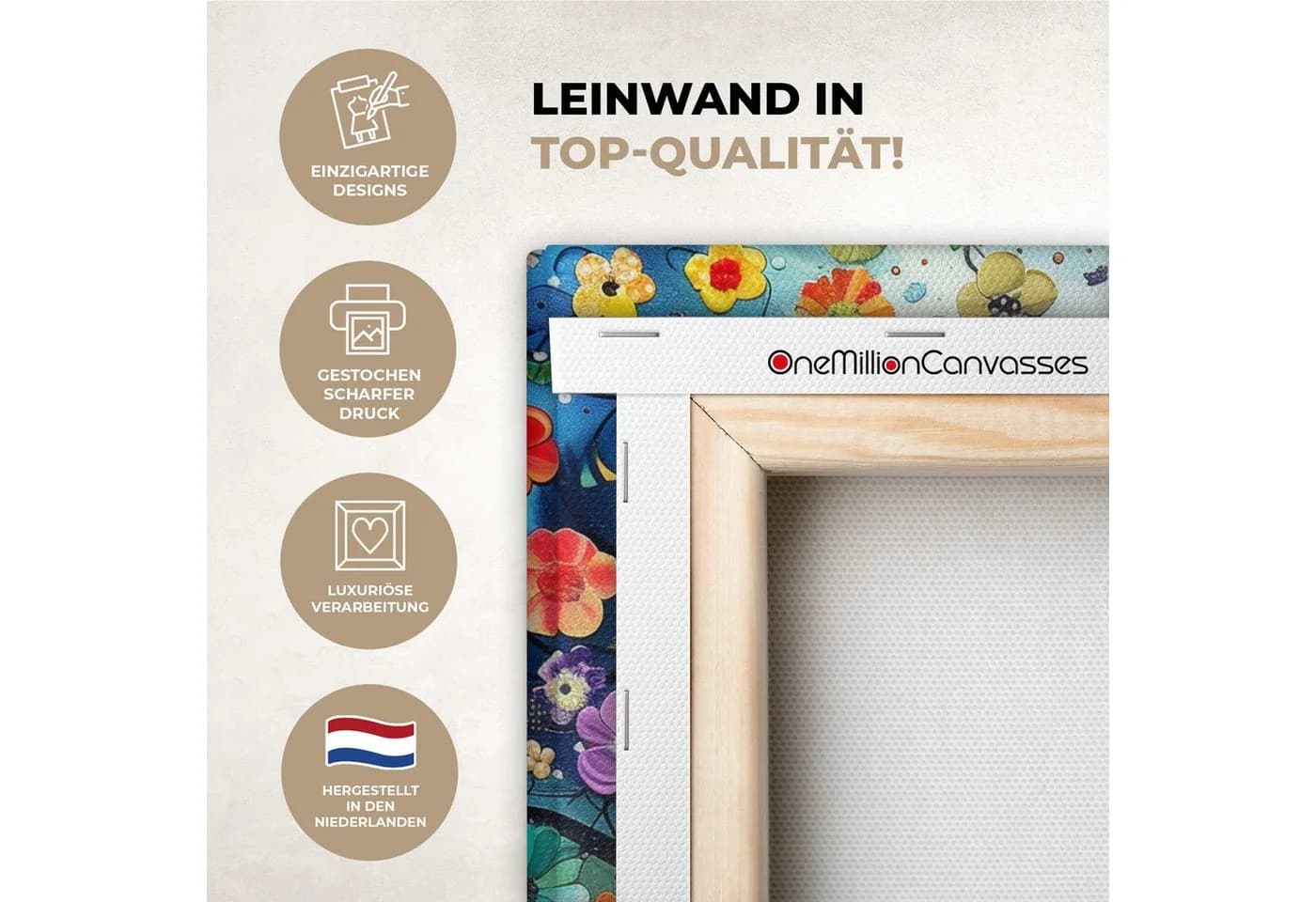 OneMillionCanvasses® Leinwandbild Baum - Bunt - Blumen - Kunst - Abstrakt, Fotodruck (1 St), Wandbild, Deko Schlafzimmer Wohnzimmer Flur - Bild 3
