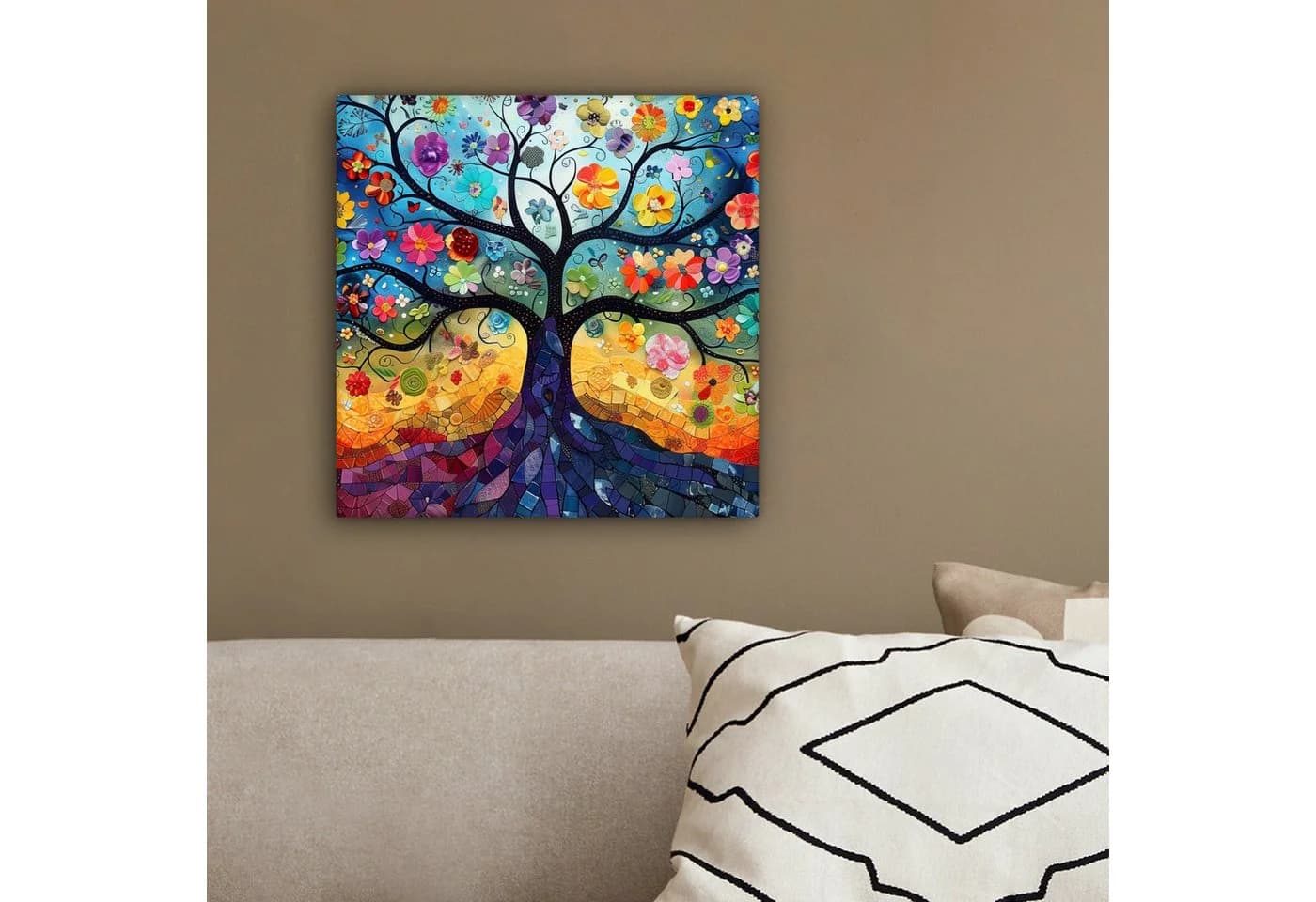 OneMillionCanvasses® Leinwandbild Baum - Bunt - Blumen - Kunst - Abstrakt, Fotodruck (1 St), Wandbild, Deko Schlafzimmer Wohnzimmer Flur - Bild 4