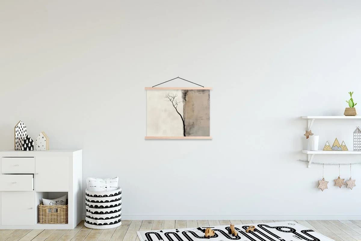 MuchoWow Textilposter Wabi Sabi Beige mit Holzleiste