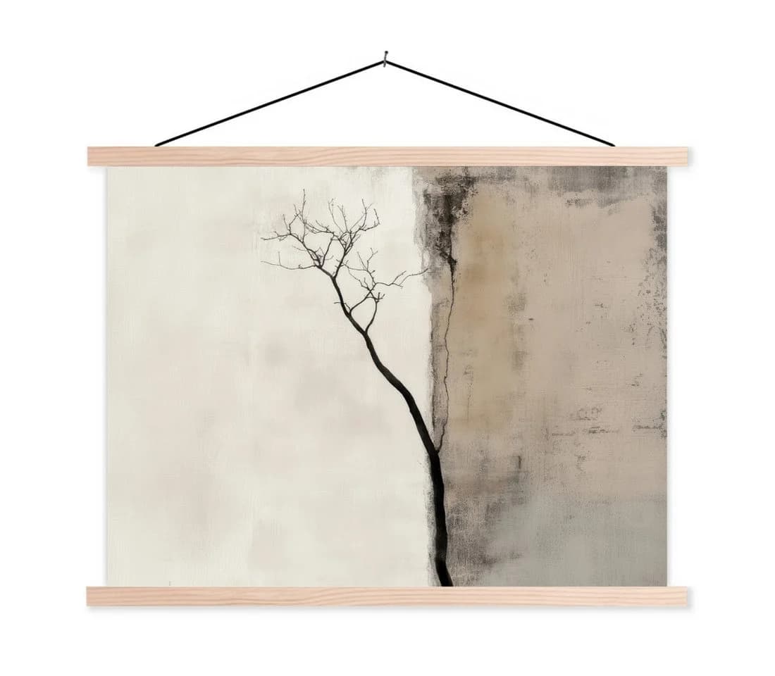 MuchoWow Textilposter Wabi Sabi Beige mit Holzleiste - Bild 2