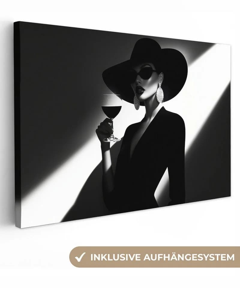 OneMillionCanvasses® Leinwandbild Frau - Wein - Chic, Fotodruck 30x20 cm - Bild 2