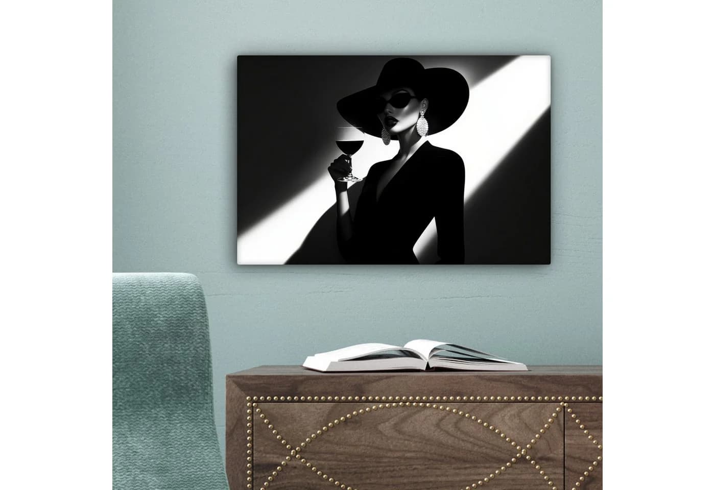 OneMillionCanvasses® Leinwandbild Frau - Wein - Chic, Fotodruck 30x20 cm - Bild 5
