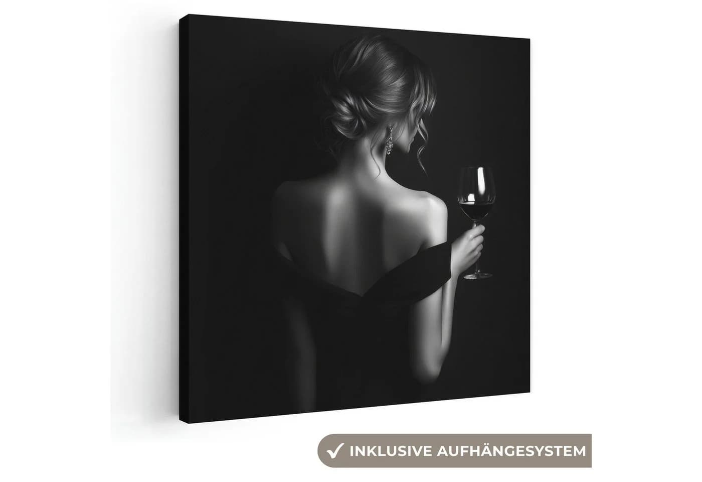 OneMillionCanvasses® Leinwandbild Frau Wein Kleid 20x20 cm - Bild 2