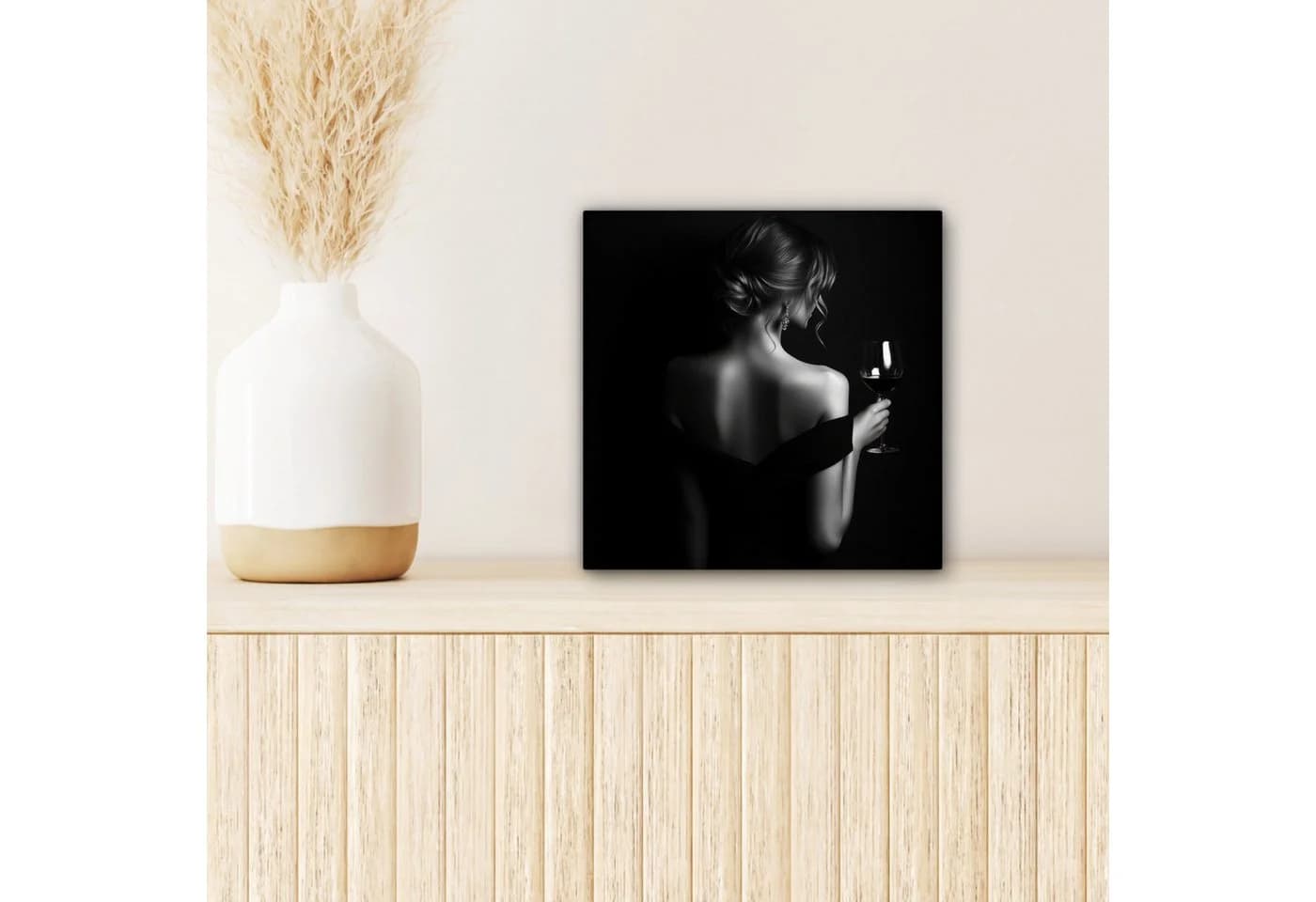 OneMillionCanvasses® Leinwandbild Frau Wein Kleid 20x20 cm - Bild 5