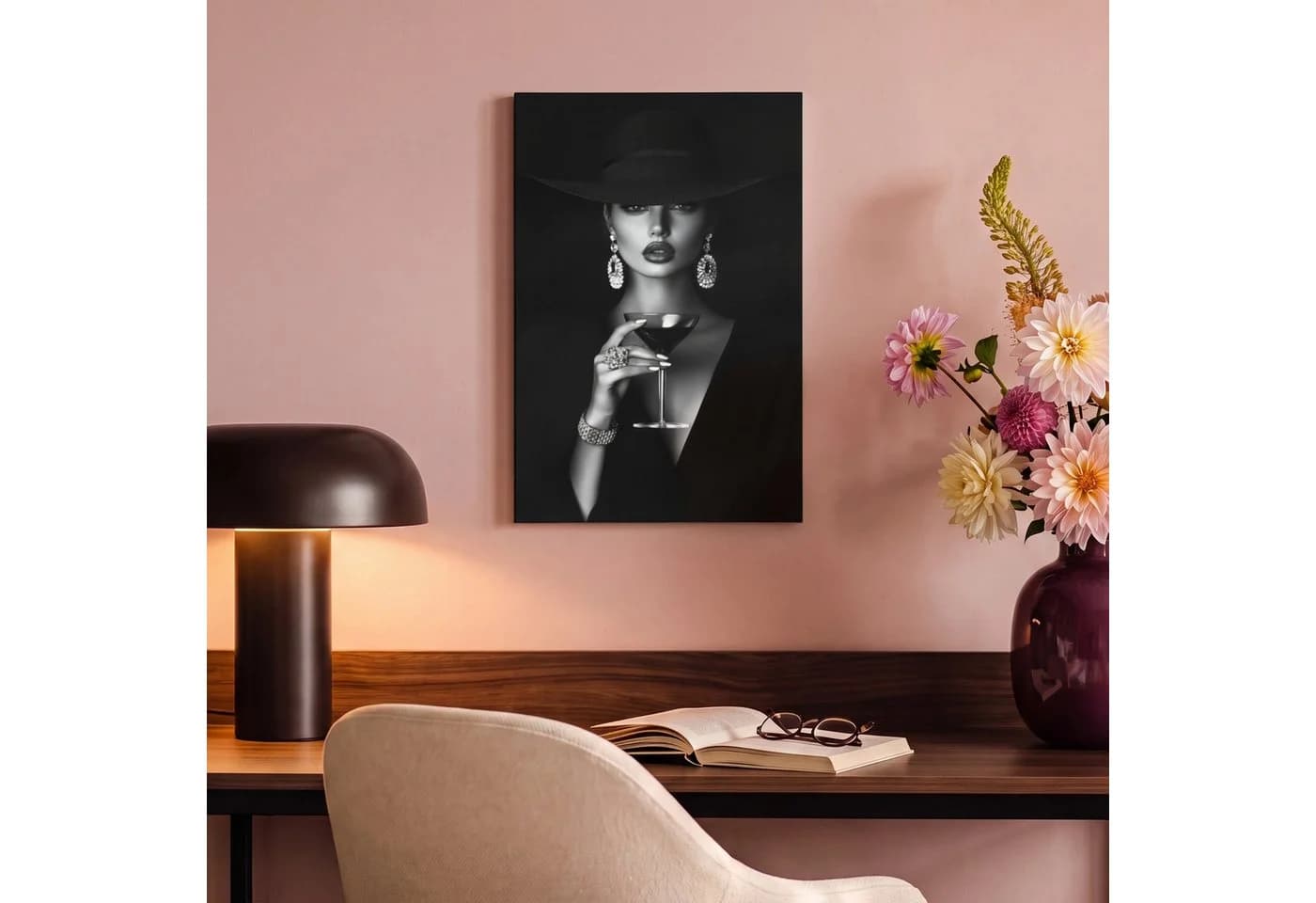 OneMillionCanvasses® Leinwandbild Frau Cocktail Schwarz 20x30 cm - Bild 4